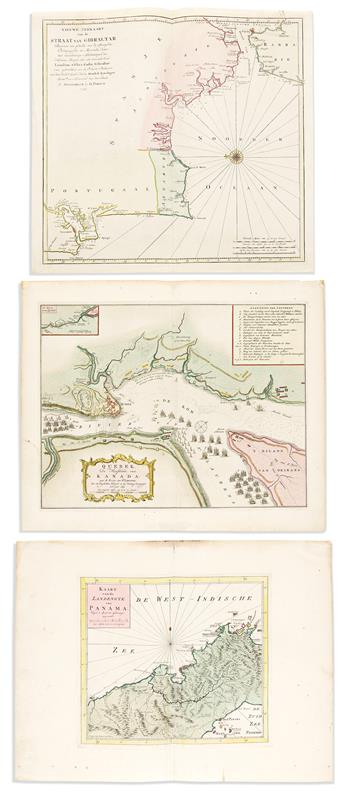 TIRION, ISAAK. Group of 5 double-page engraved maps.